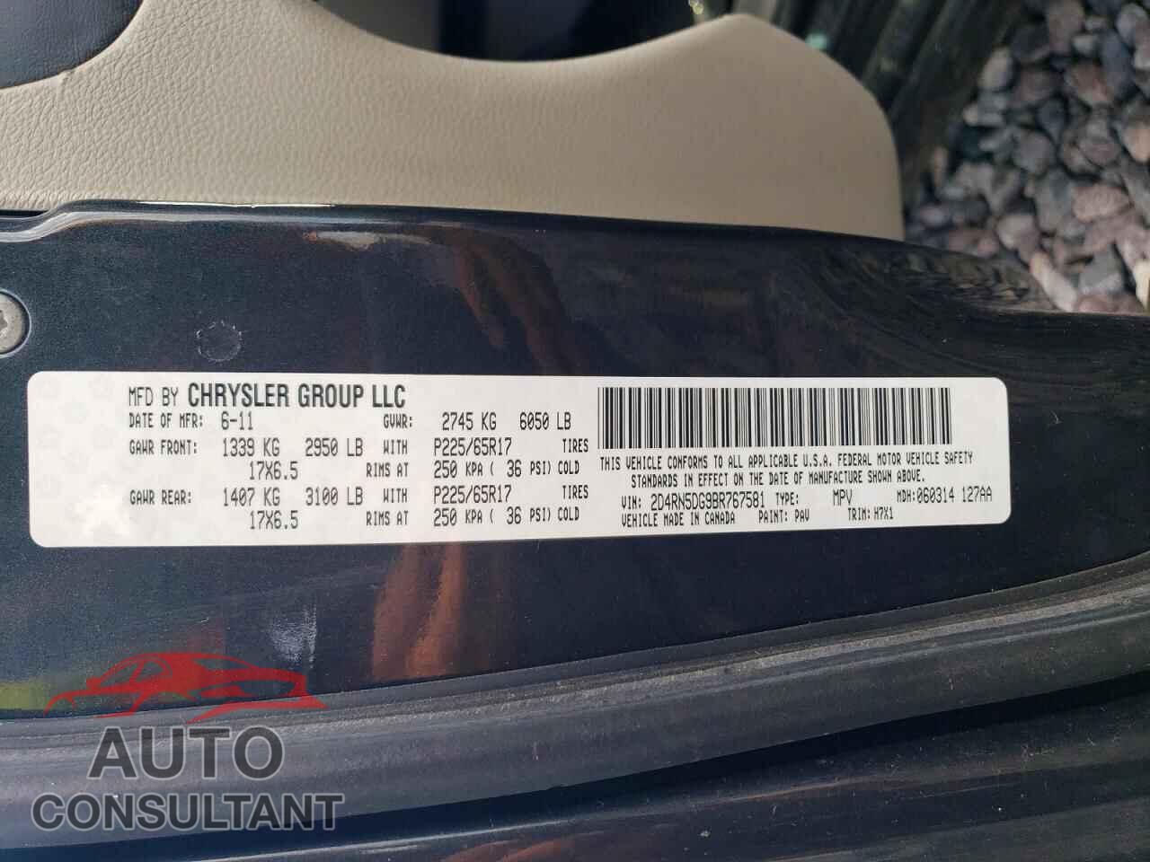 DODGE CARAVAN 2011 - 2D4RN5DG9BR767581