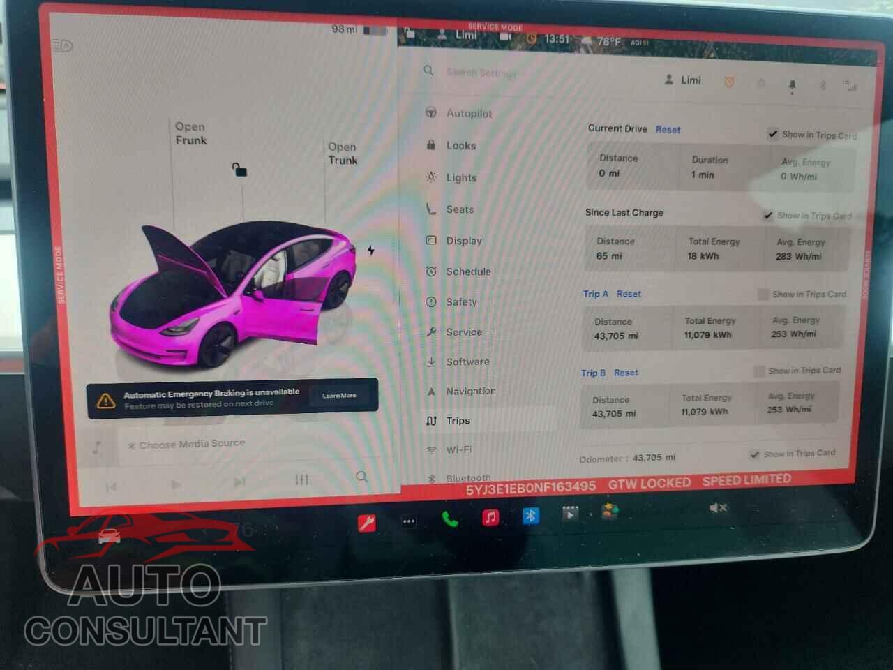 TESLA MODEL 3 2018 - 5YJ3E1EB0NF163495