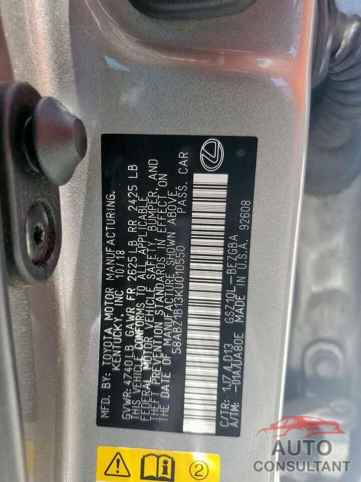LEXUS ES350 2019 - 58ABZ1B13KU010550