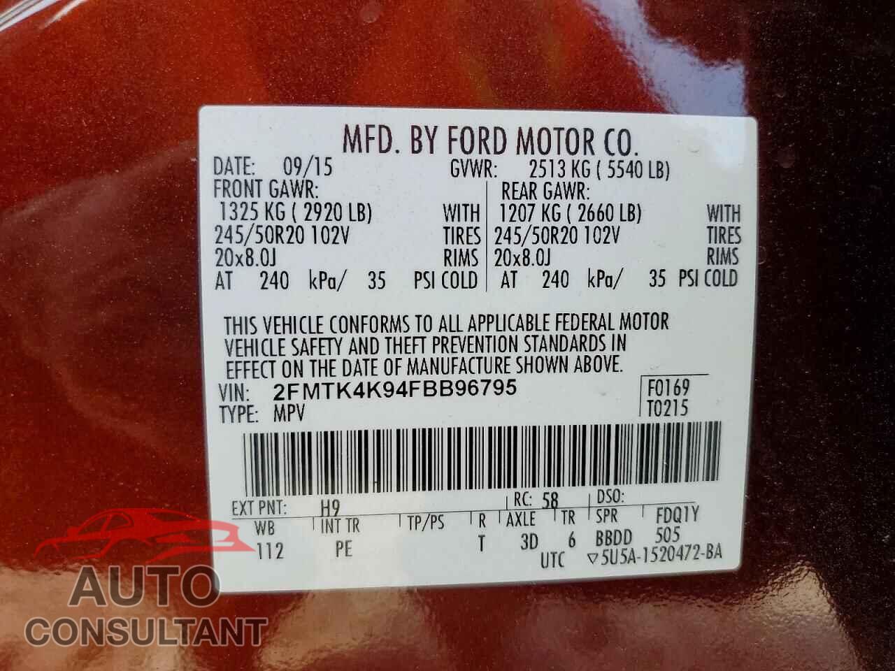 FORD EDGE 2015 - 2FMTK4K94FBB96795