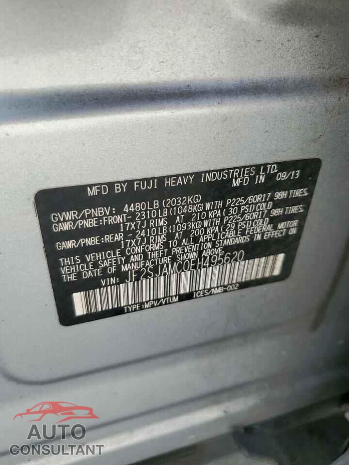 SUBARU FORESTER 2014 - JF2SJAMC0EH495620