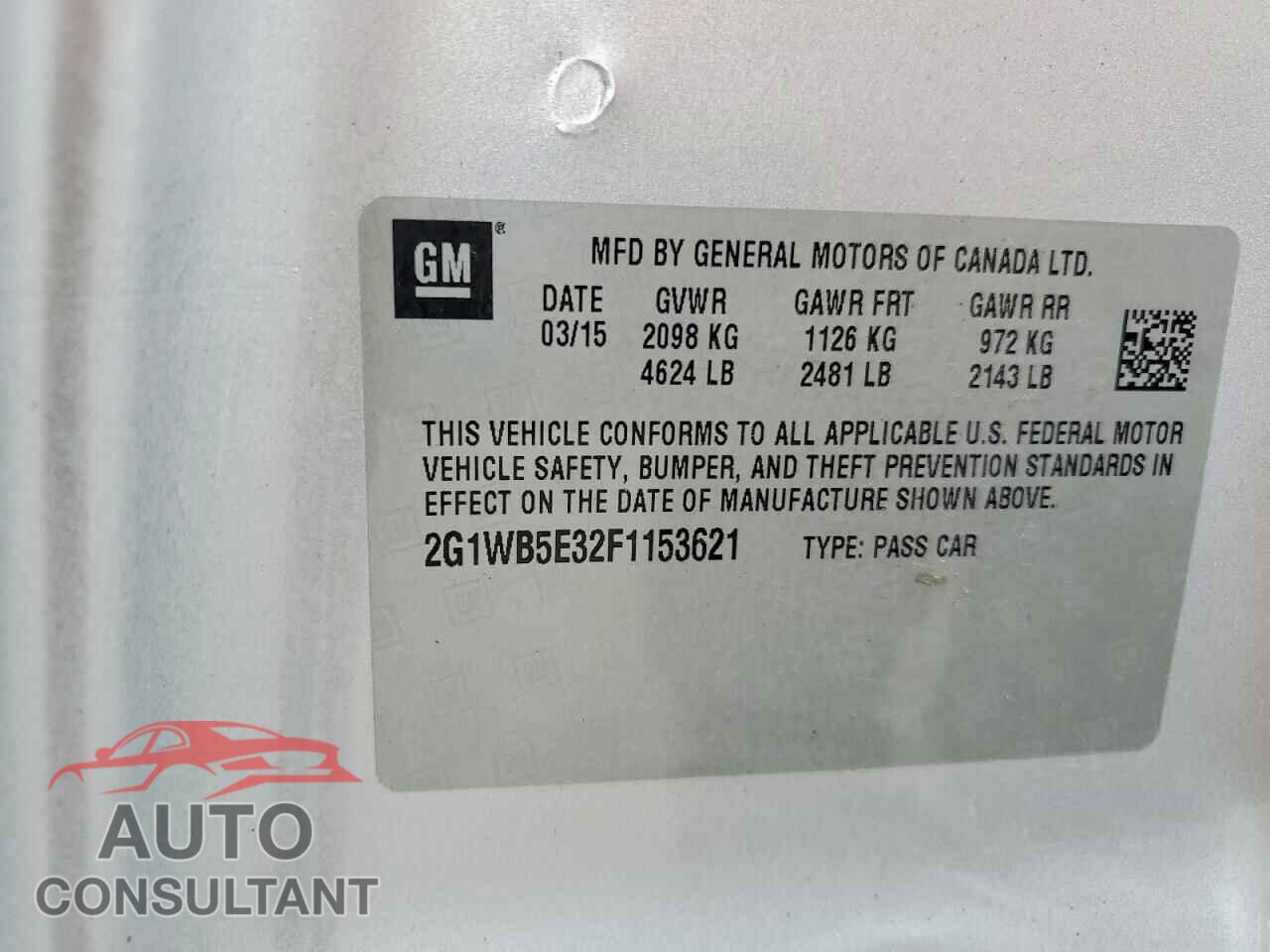 CHEVROLET IMPALA 2015 - 2G1WB5E32F1153621