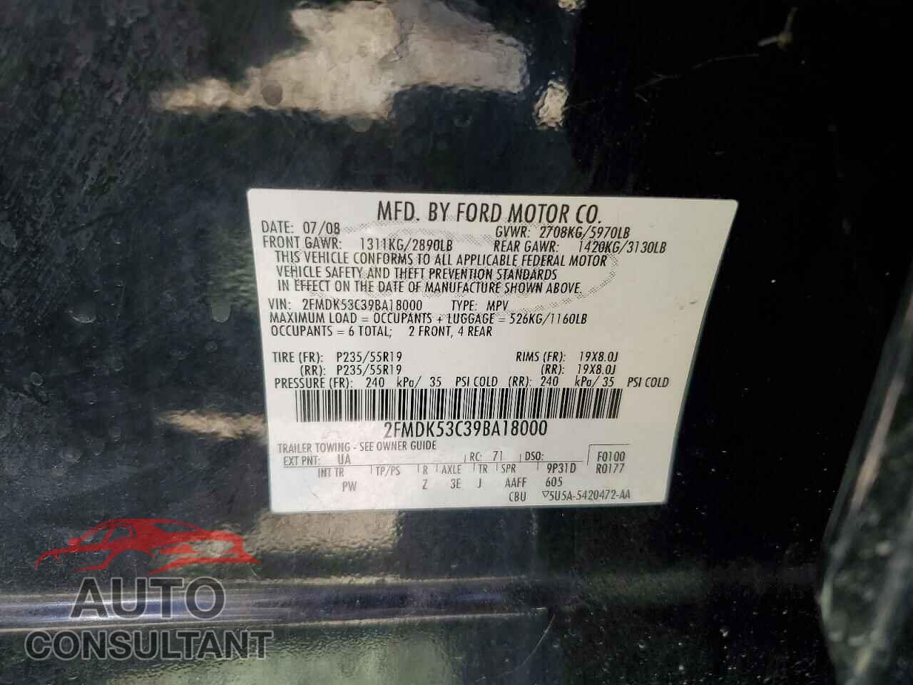 FORD FLEX 2009 - 2FMDK53C39BA18000