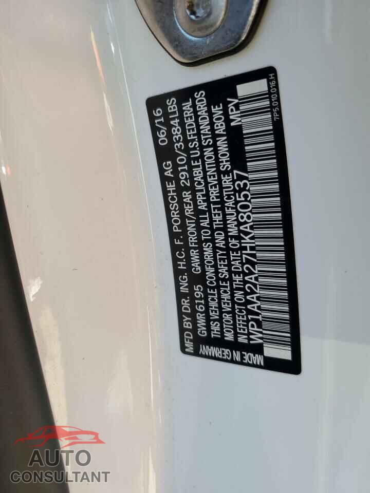 PORSCHE CAYENNE 2017 - WP1AA2A27HKA80537
