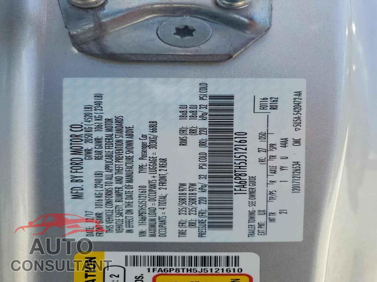 FORD MUSTANG 2018 - 1FA6P8TH5J5121610