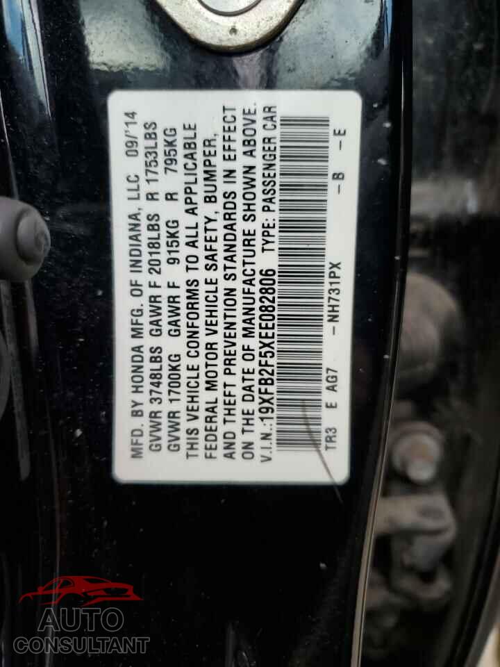 HONDA CIVIC 2014 - 19XFB2F5XEE082806