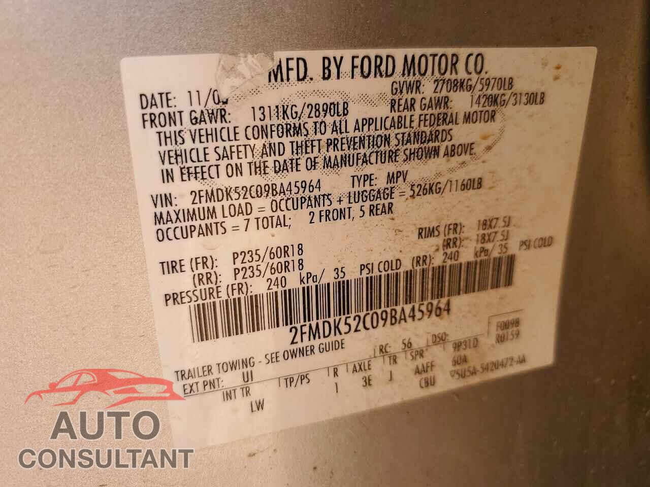 FORD FLEX 2009 - 2FMDK52C09BA45964