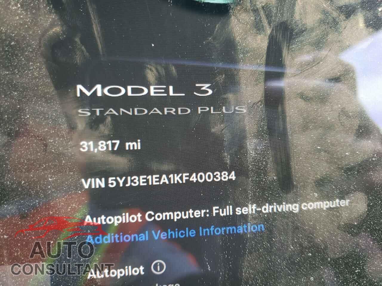 TESLA MODEL 3 2019 - 5YJ3E1EA1KF400384