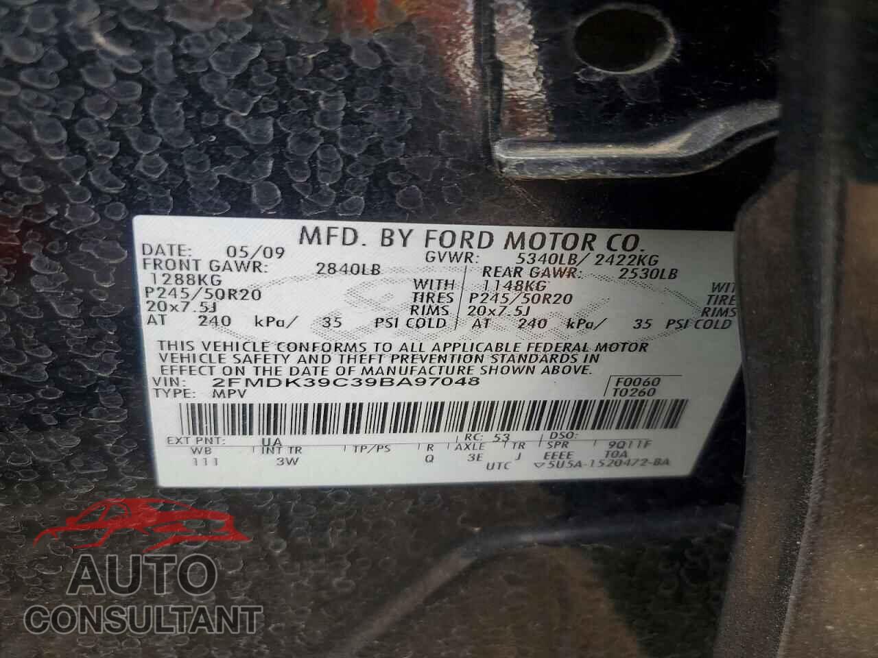 FORD EDGE 2009 - 2FMDK39C39BA97048