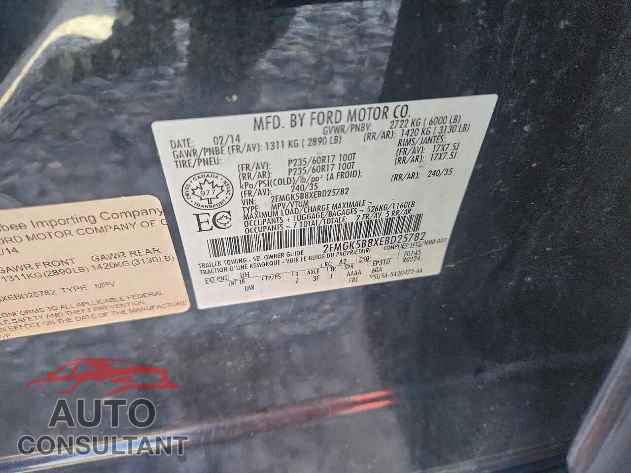 FORD FLEX 2014 - 2FMGK5B8XEBD25782