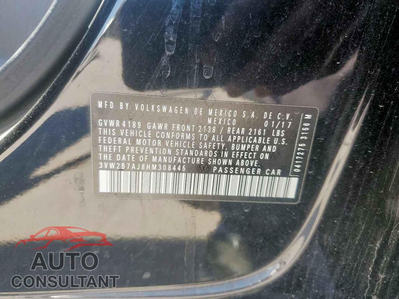 VOLKSWAGEN JETTA 2017 - 3VW2B7AJ8HM308445