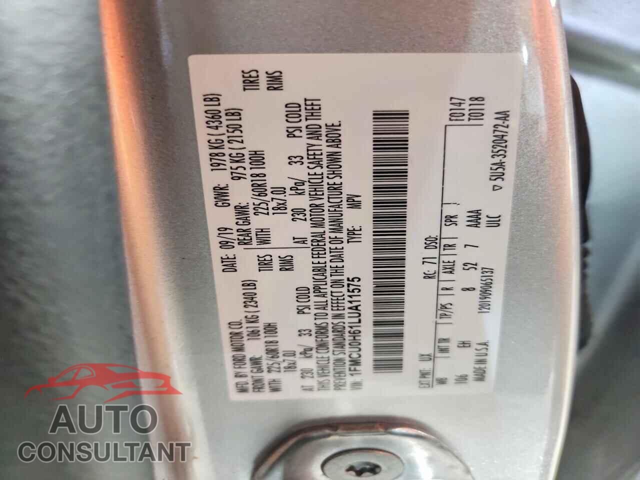 FORD ESCAPE 2020 - 1FMCU0H61LUA11575