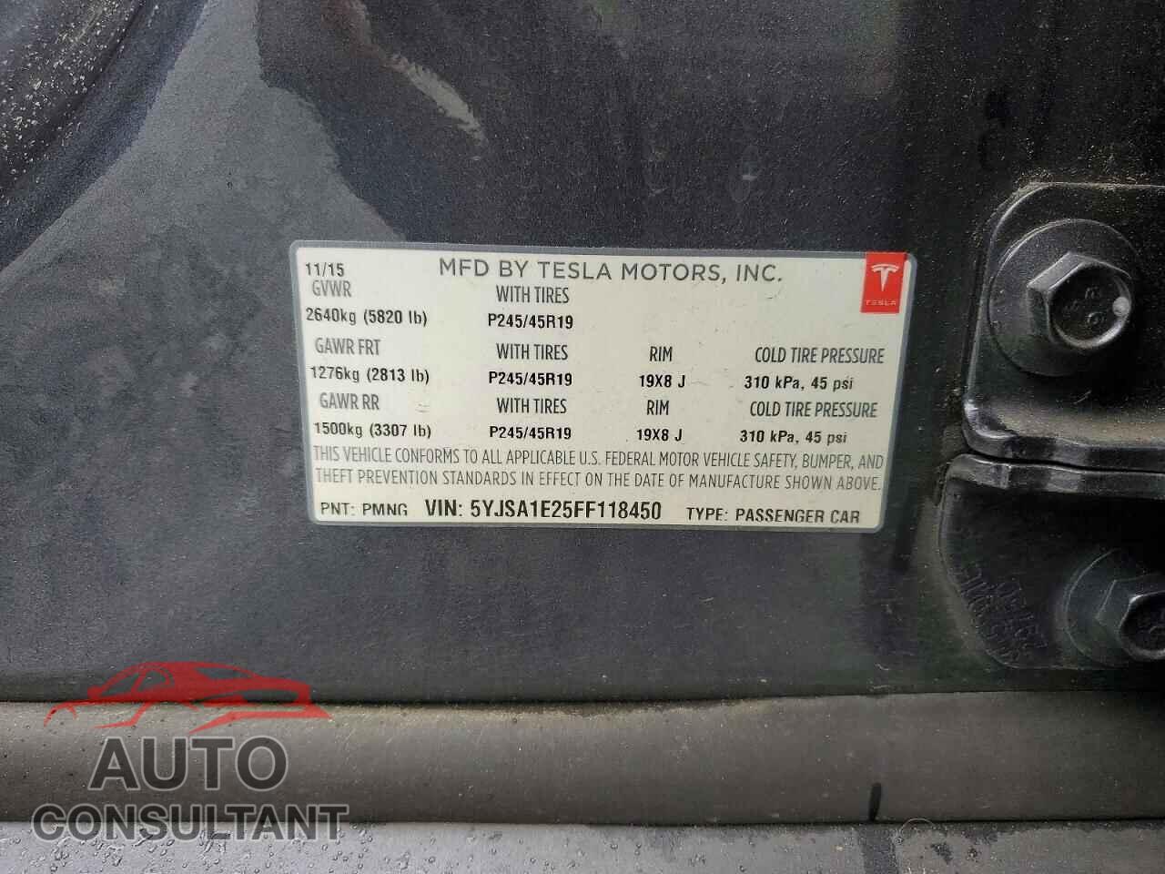 TESLA MODEL S 2015 - 5YJSA1E25FF118450