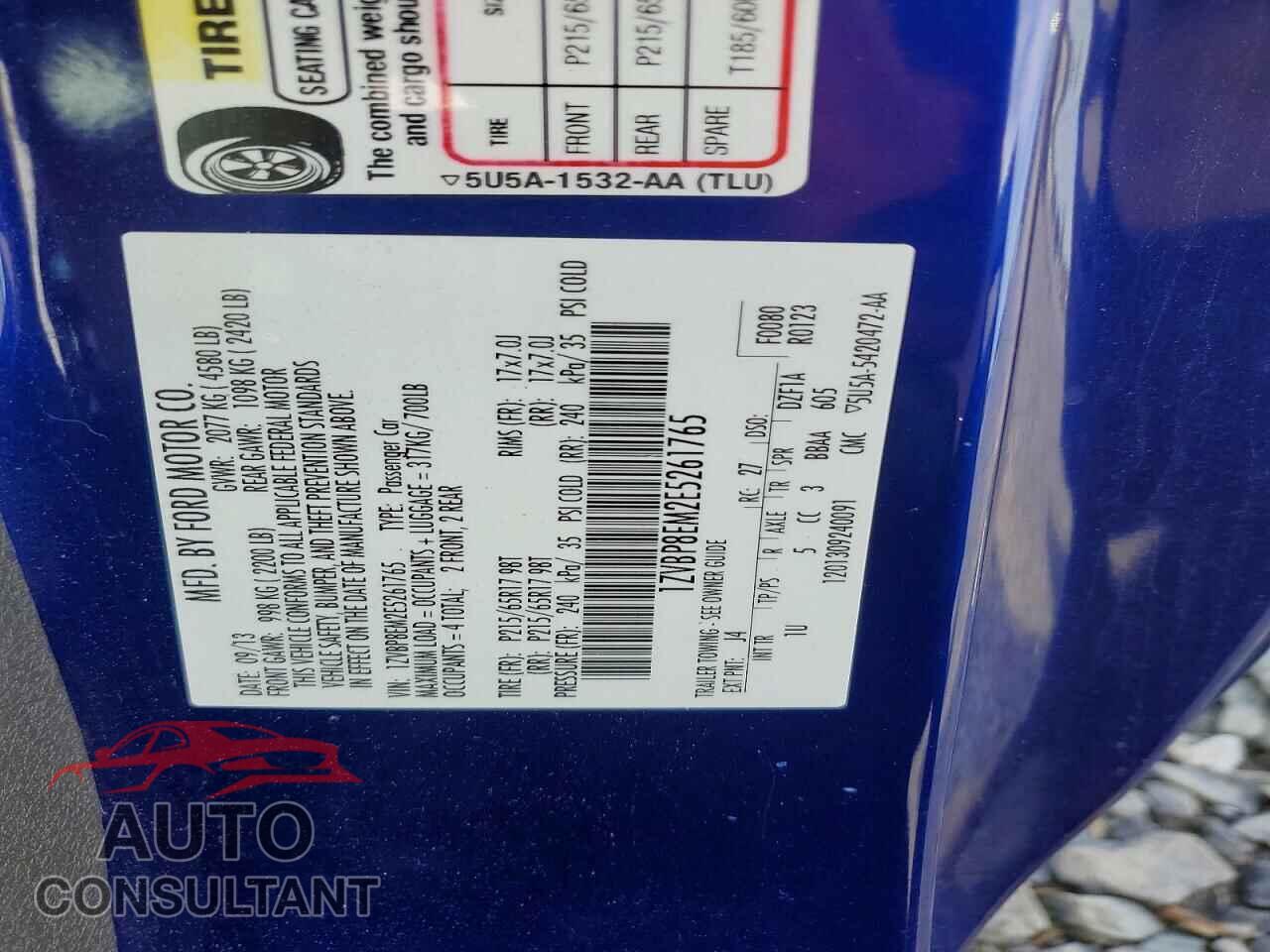 FORD MUSTANG 2014 - 1ZVBP8EM2E5261765