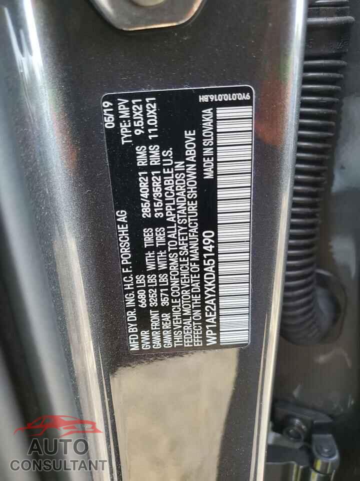 PORSCHE CAYENNE 2019 - WP1AE2AYXKDA51490