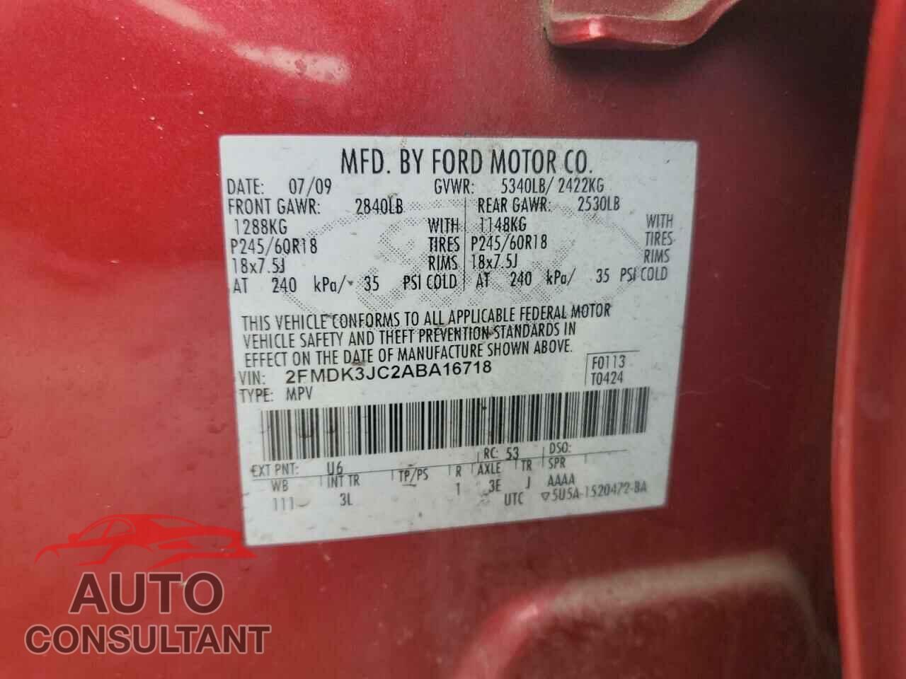 FORD EDGE 2010 - 2FMDK3JC2ABA16718