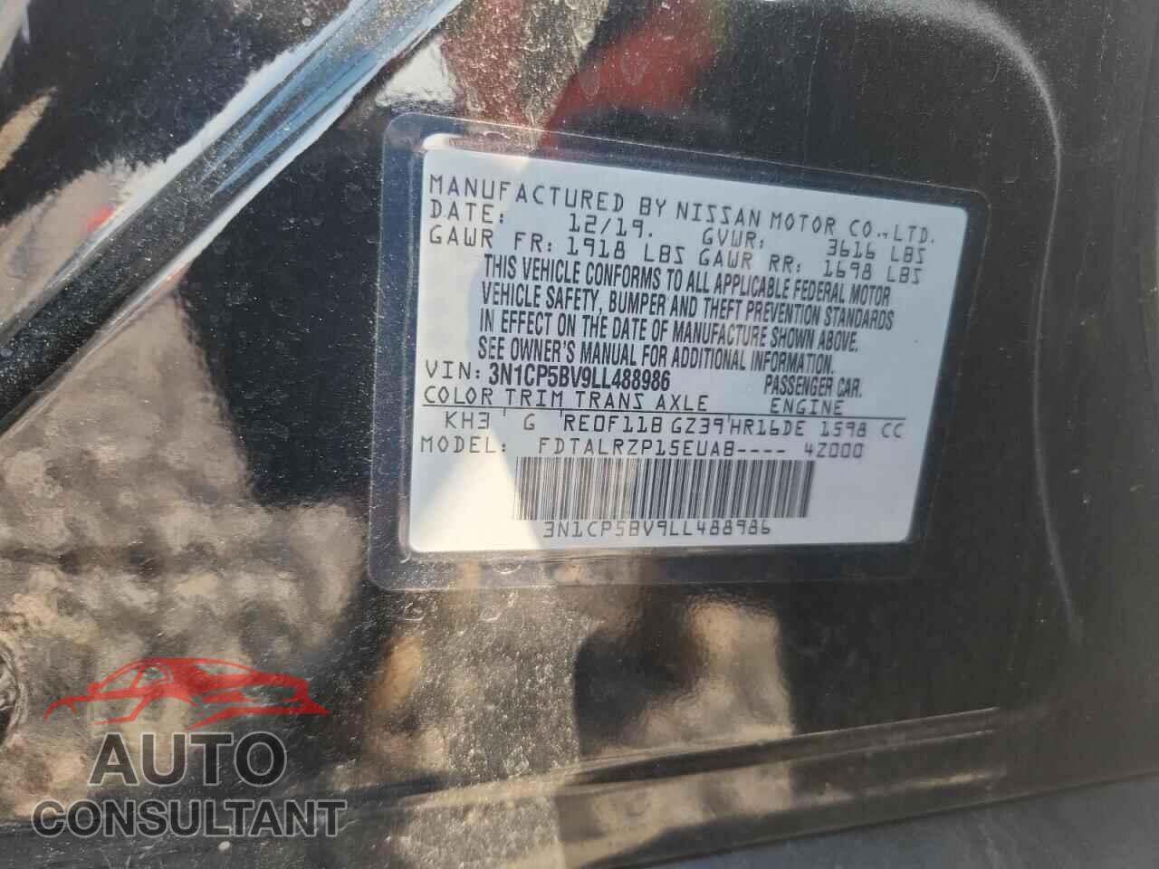 NISSAN KICKS 2020 - 3N1CP5BV9LL488986