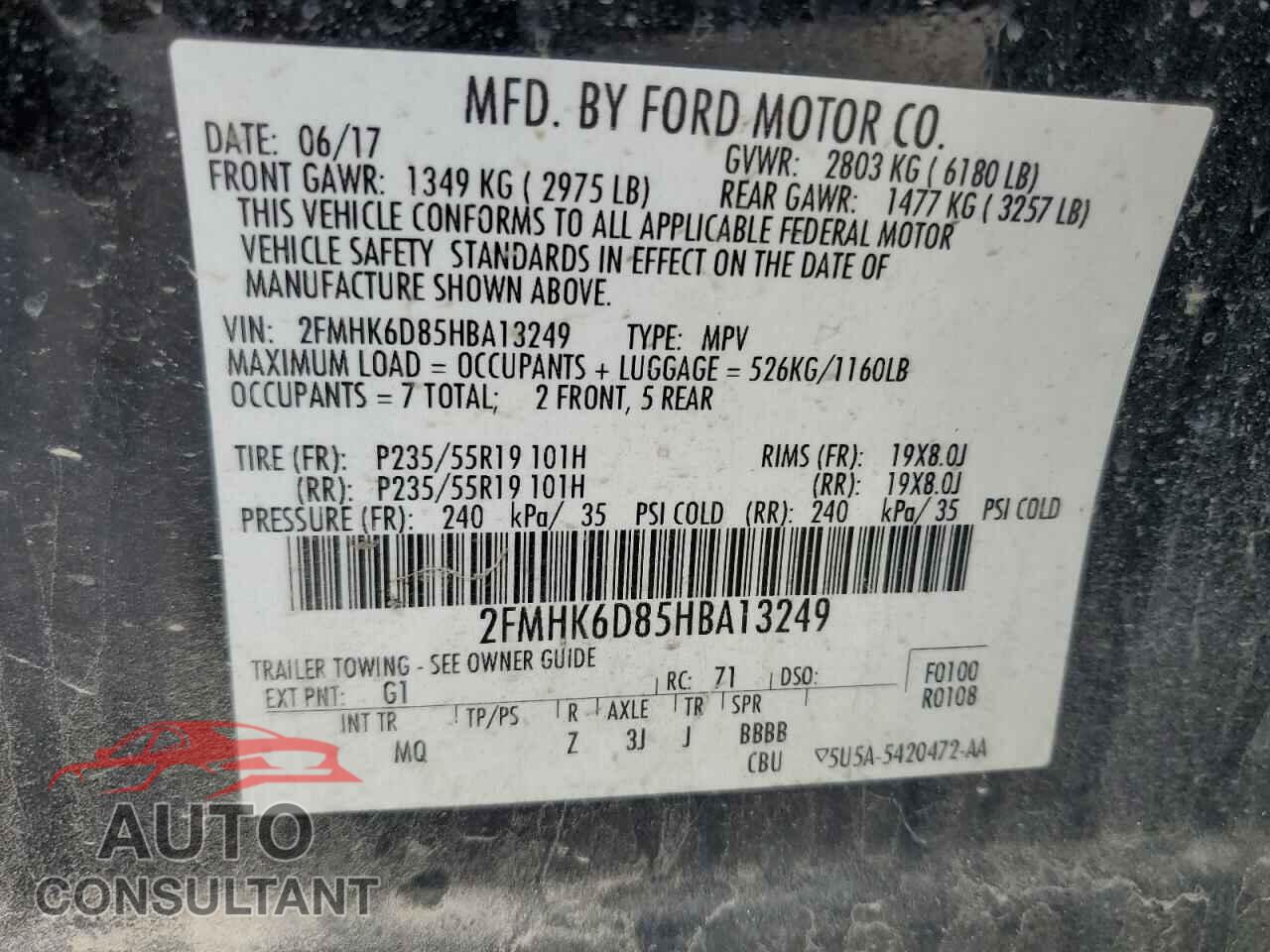 FORD FLEX 2017 - 2FMHK6D85HBA13249