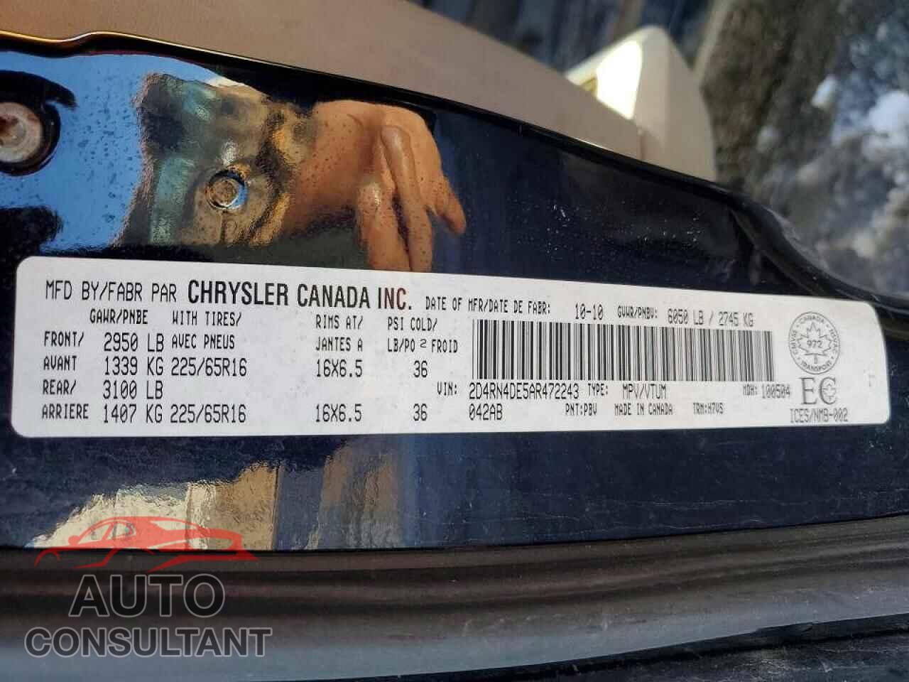 DODGE CARAVAN 2010 - 2D4RN4DE5AR472243