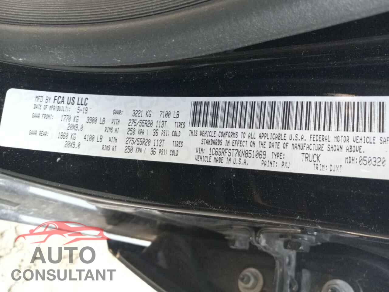 RAM 1500 2019 - 1C6SRFST7KN851069