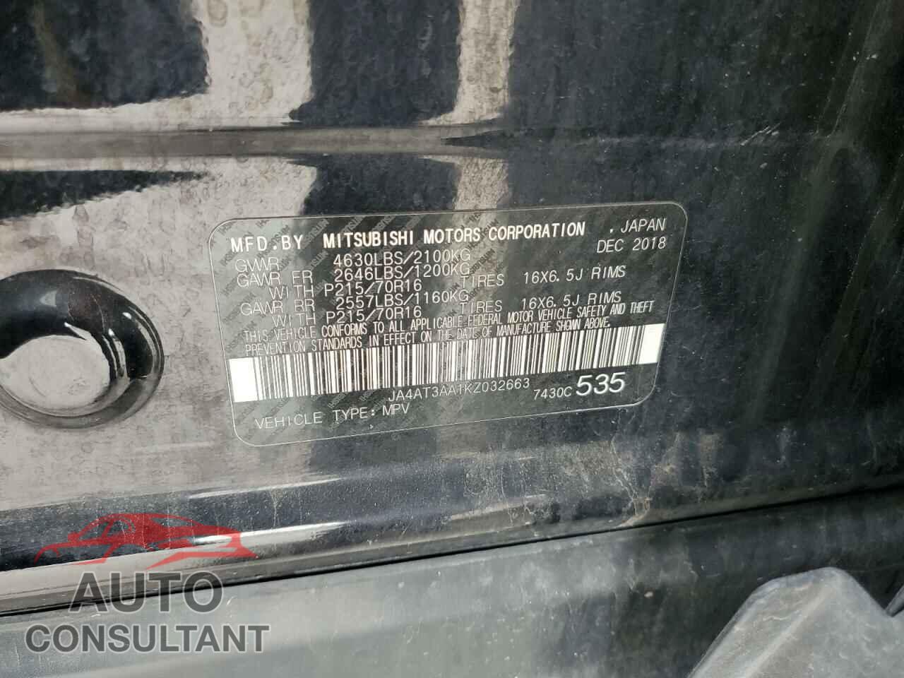 MITSUBISHI ECLIPSE 2019 - JA4AT3AA1KZ032663