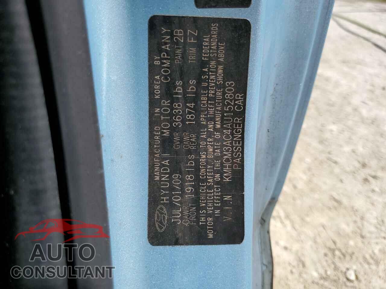 HYUNDAI ACCENT 2010 - KMHCM3AC4AU152803