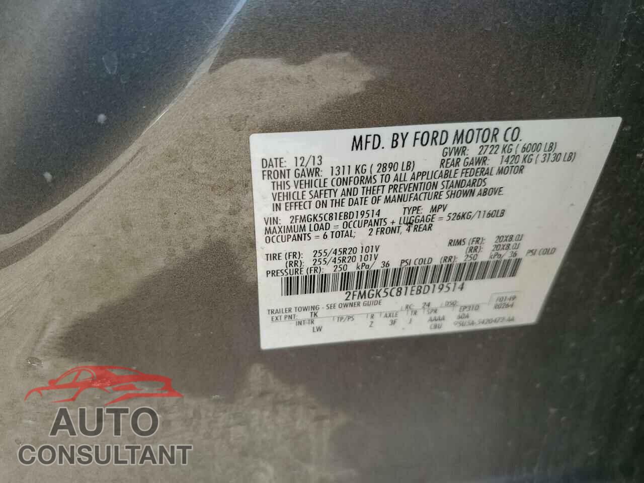 FORD FLEX 2014 - 2FMGK5C81EBD19514