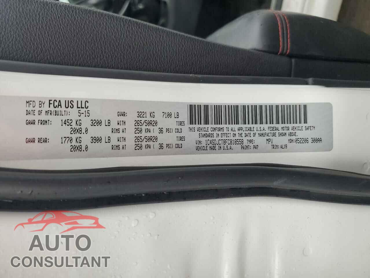 DODGE DURANGO 2015 - 1C4SDJCT8FC818558