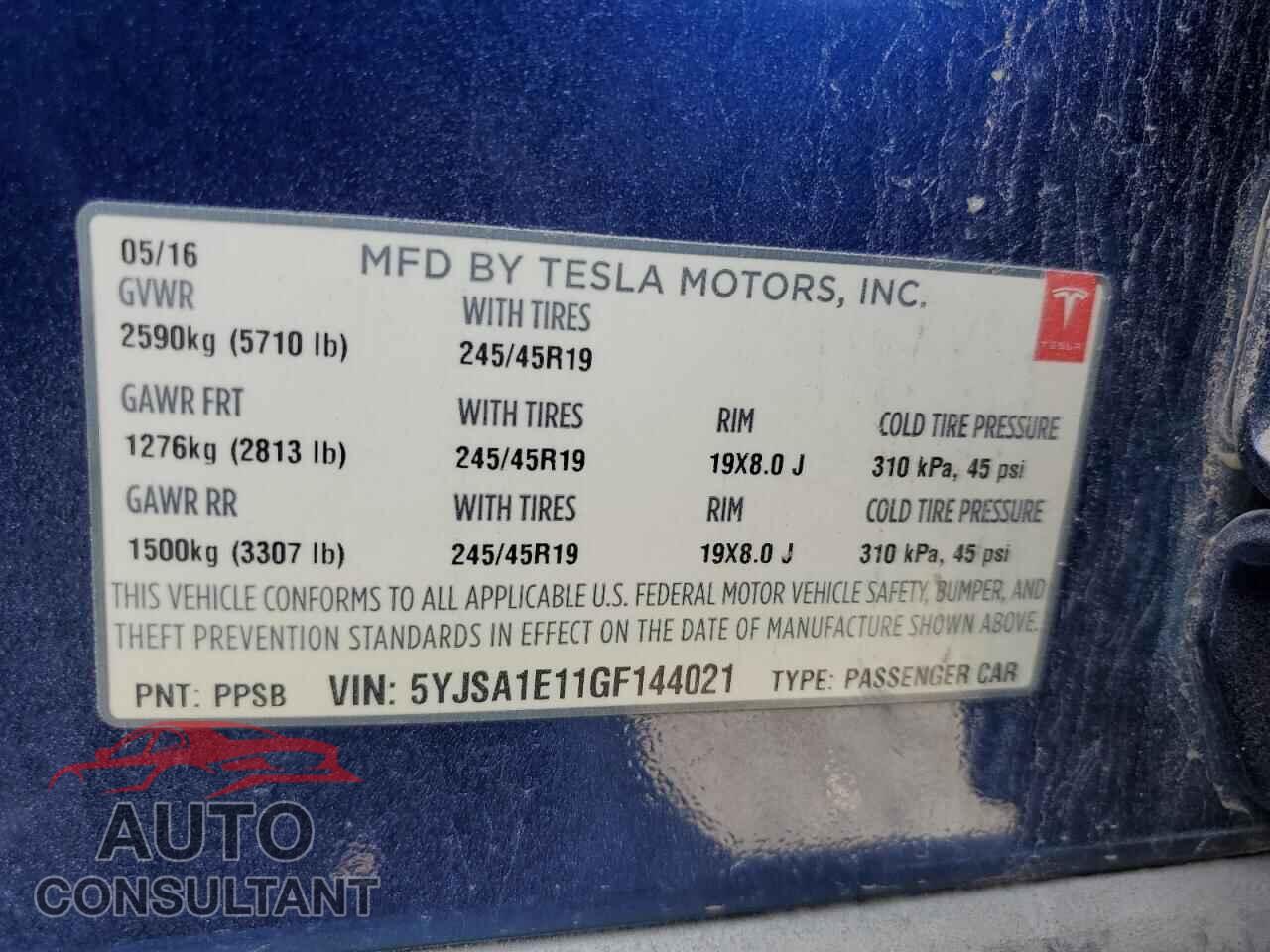TESLA MODEL S 2016 - 5YJSA1E11GF144021