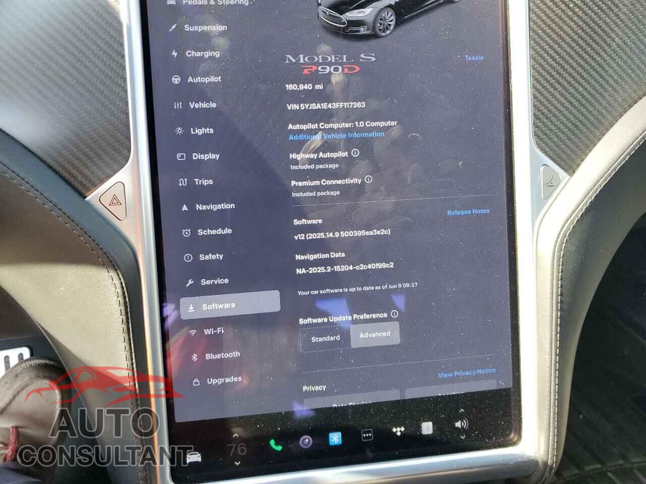 TESLA MODEL S 2015 - 5YJSA1E43FF117363