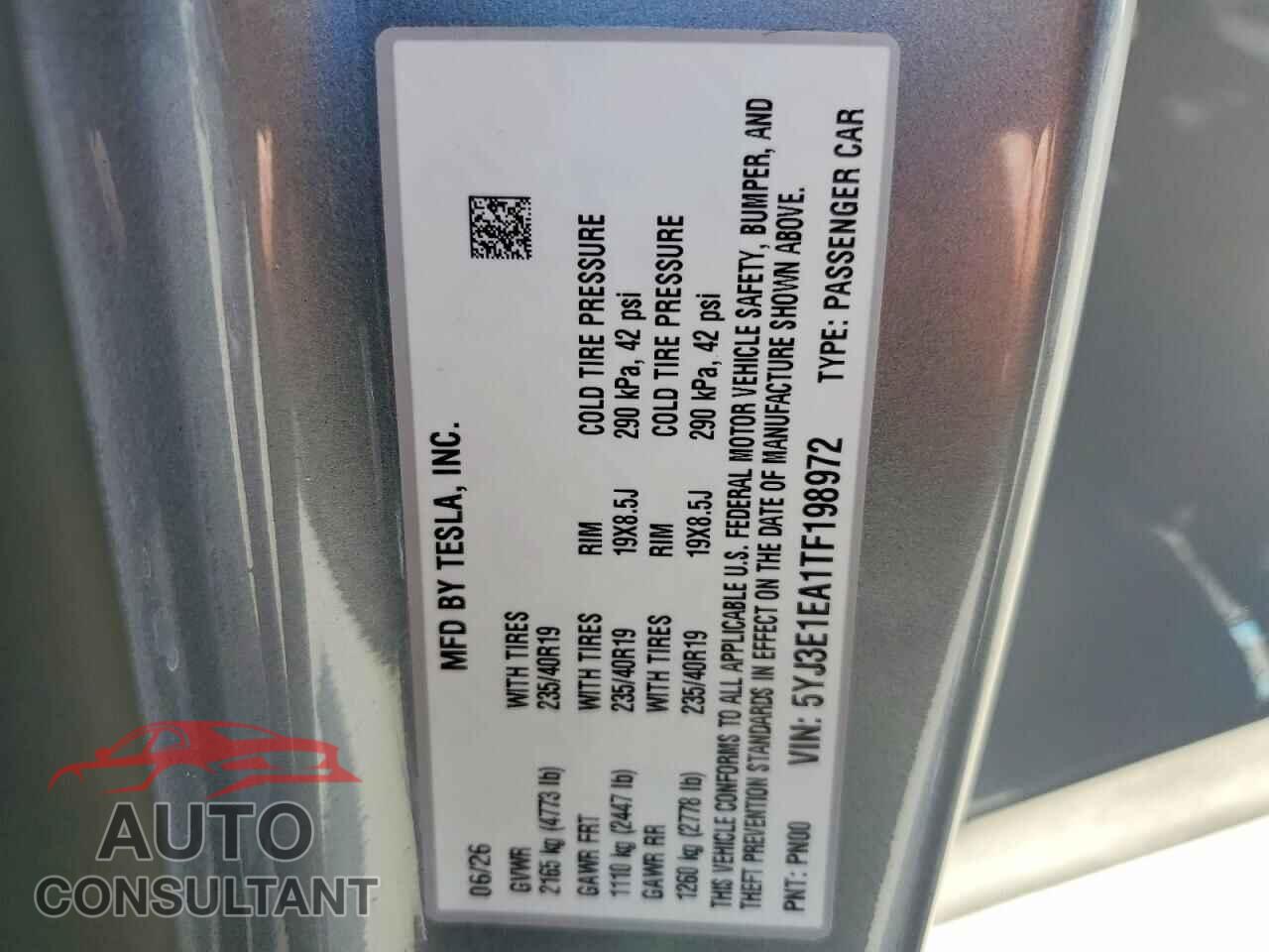TESLA MODEL 3 2026 - 5YJ3E1EA1TF198972