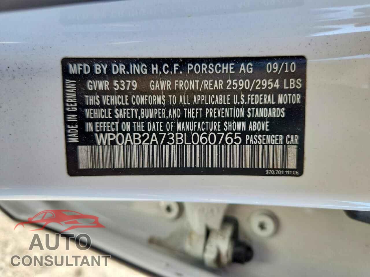 PORSCHE PANAMERA 2011 - WP0AB2A73BL060765