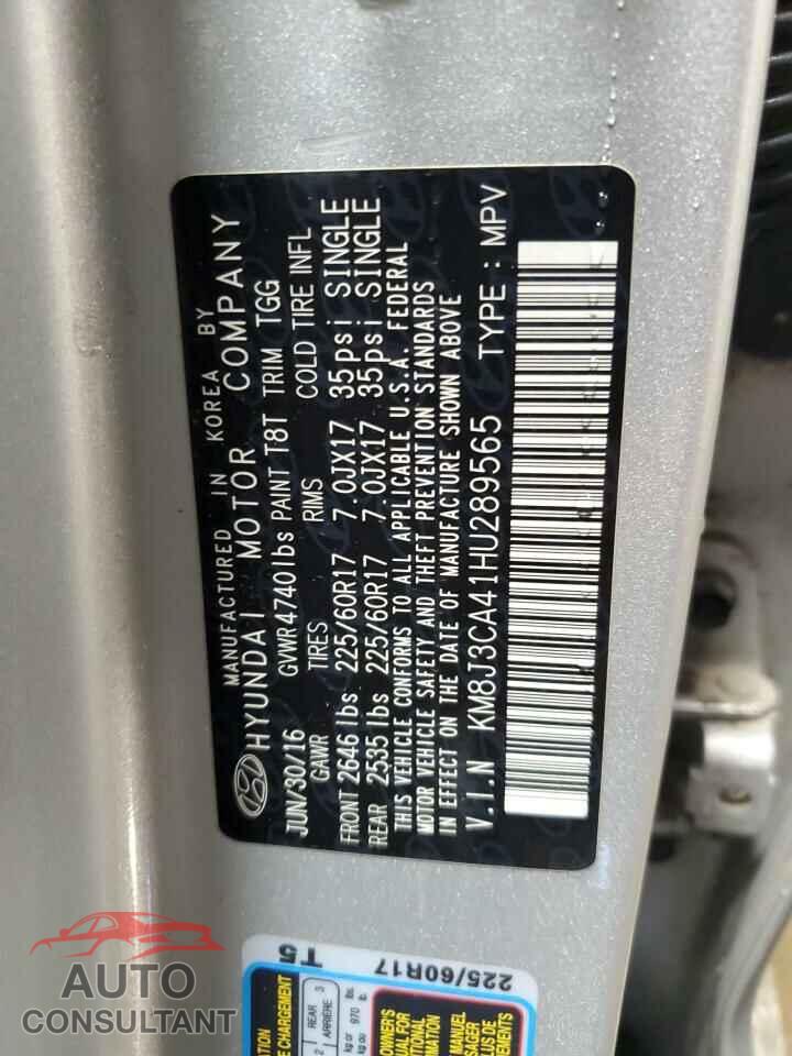 HYUNDAI TUCSON 2017 - KM8J3CA41HU289565