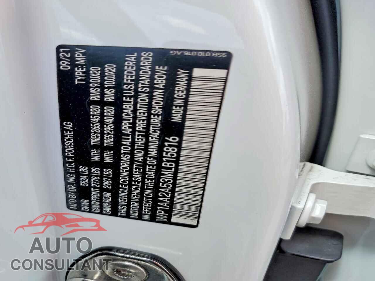 PORSCHE MACAN 2021 - WP1AA2A53MLB15816
