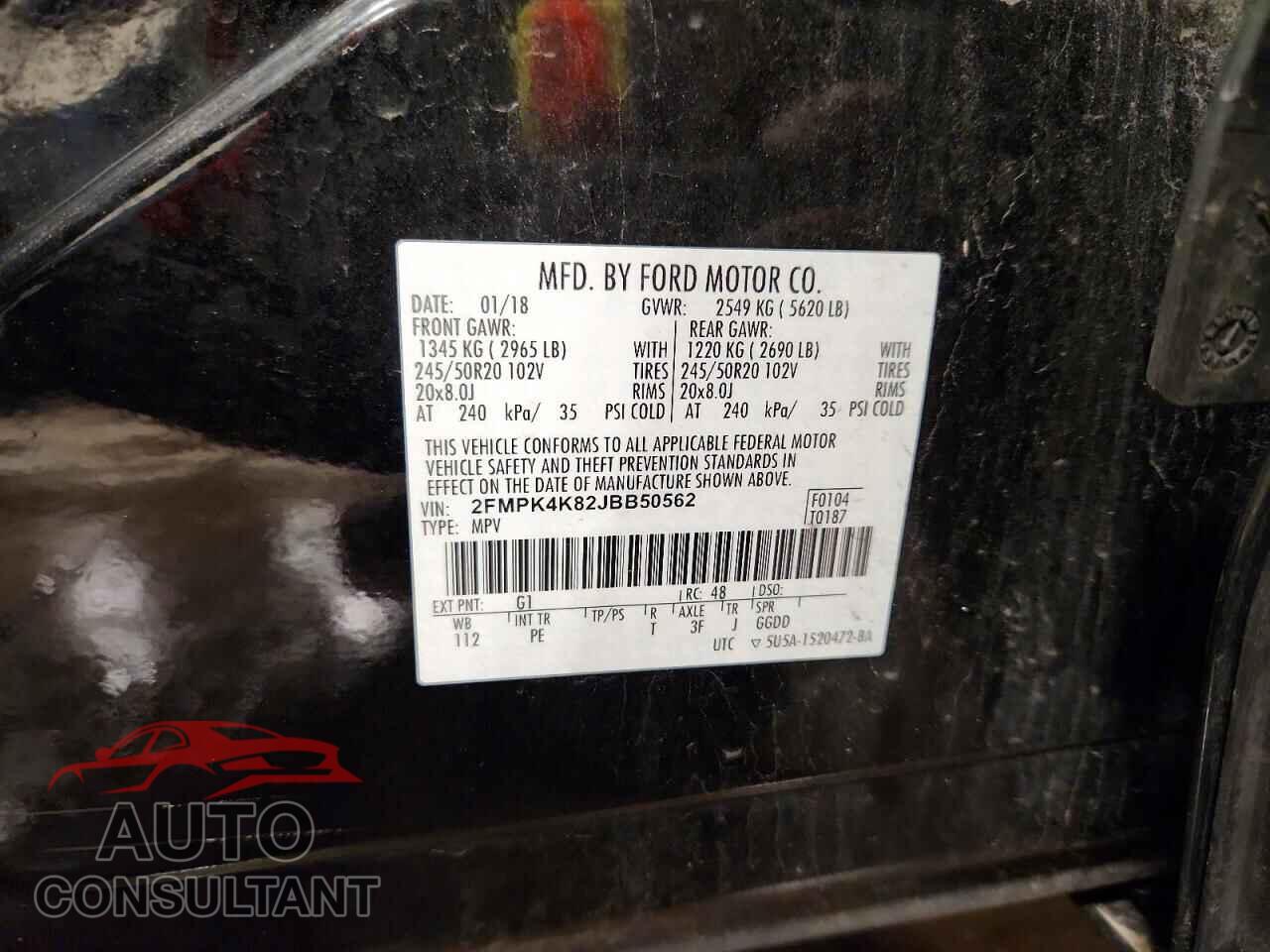 FORD EDGE 2018 - 2FMPK4K82JBB50562