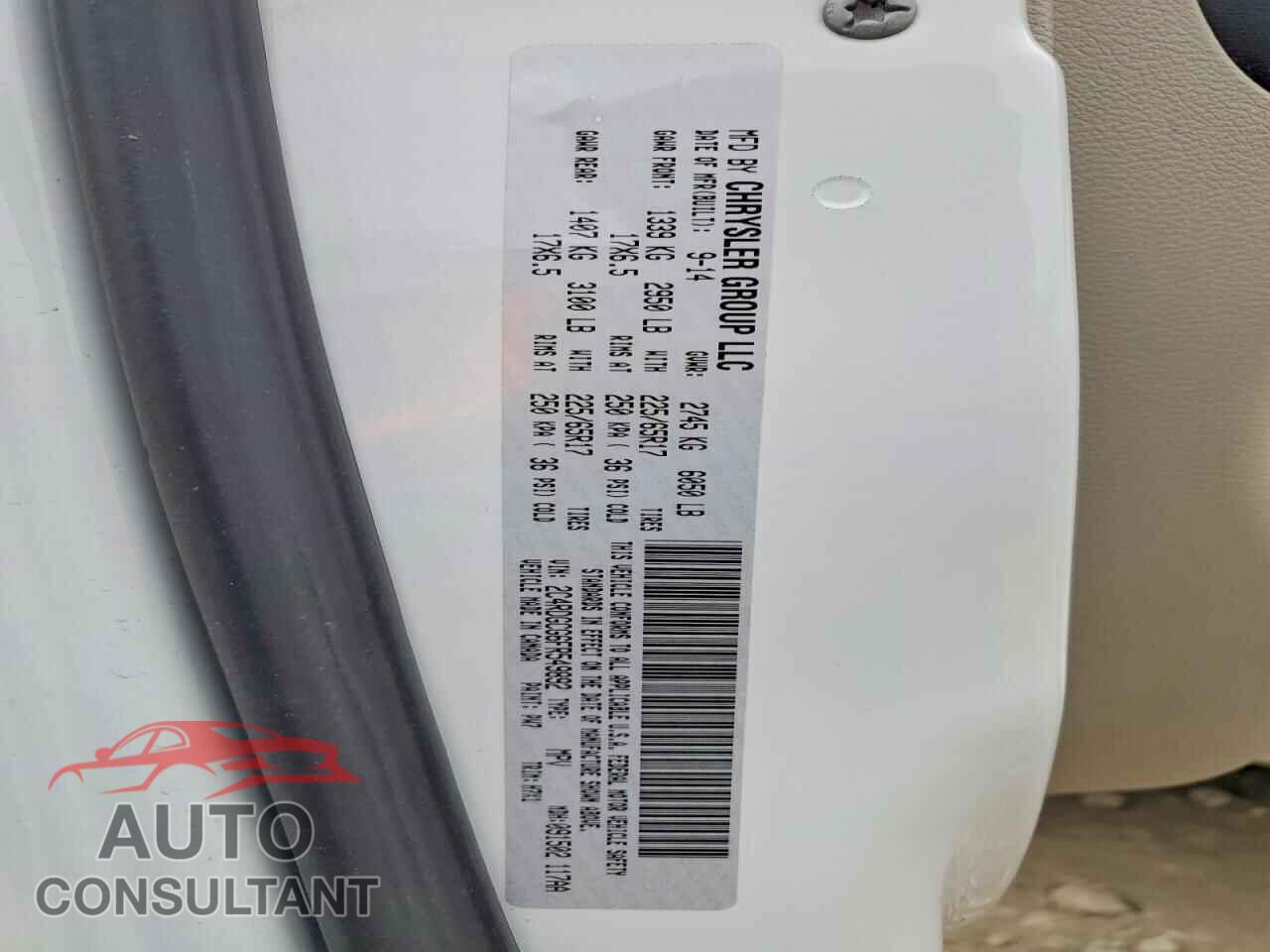 DODGE CARAVAN 2015 - 2C4RDGCG6FR549892