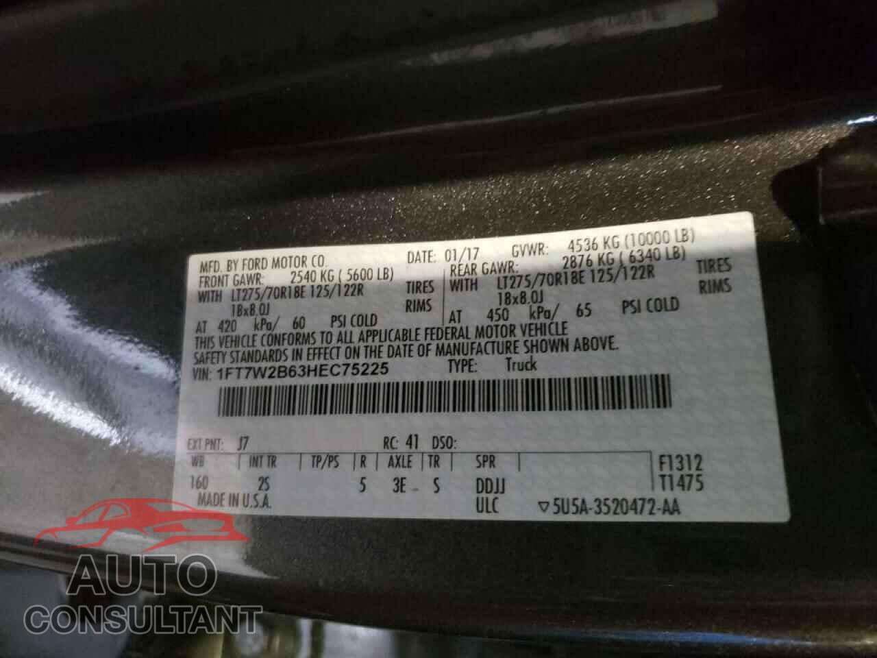 FORD F150 2017 - 1FT7W2B63HEC75225