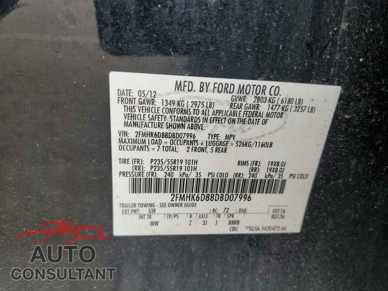 FORD FLEX 2013 - 2FMHK6D88DBD07996
