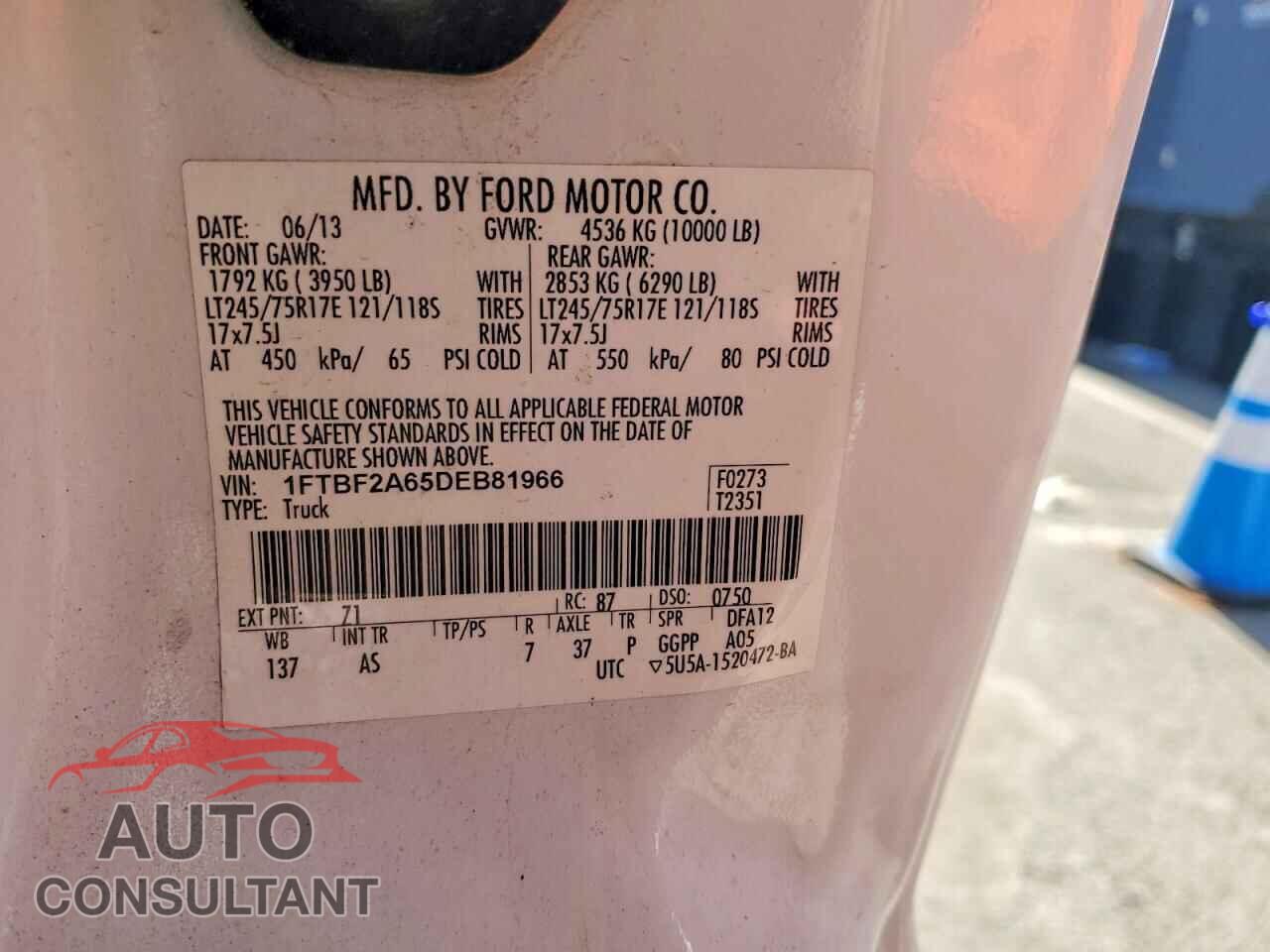 FORD F250 2013 - 1FTBF2A65DEB81966