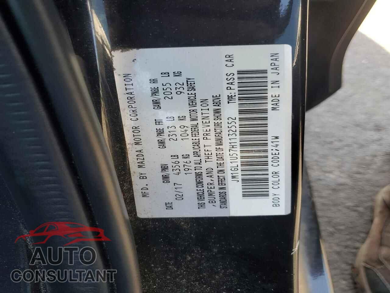 MAZDA 6 2017 - JM1GL1U57H1132552