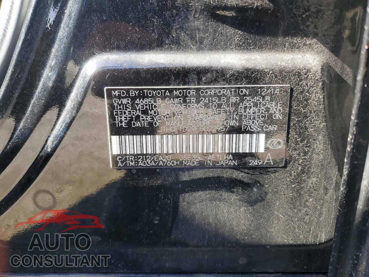 LEXUS IS 2015 - JTHCF1D29F5022957
