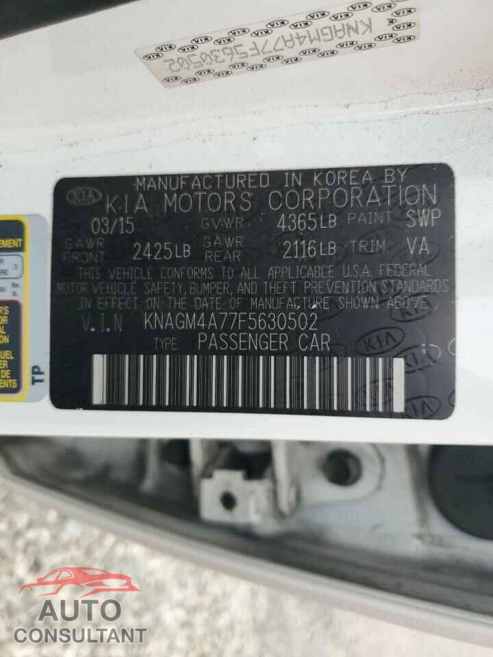 KIA OPTIMA 2015 - KNAGM4A77F5630502