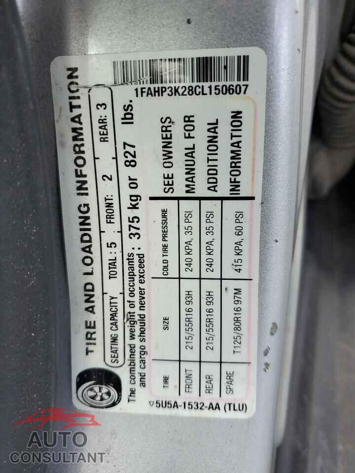 FORD FOCUS 2012 - 1FAHP3K28CL150607