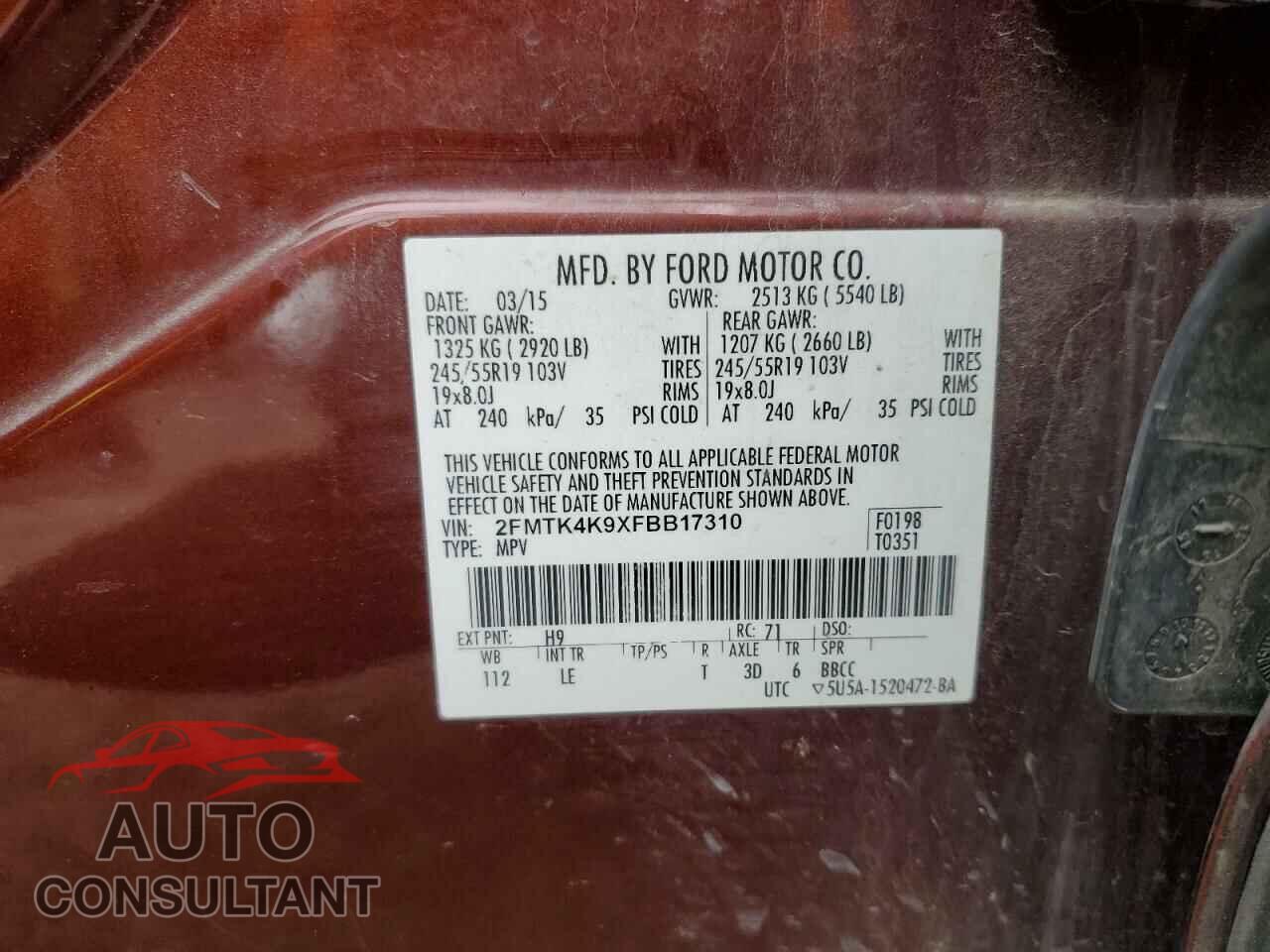 FORD EDGE 2015 - 2FMTK4K9XFBB17310