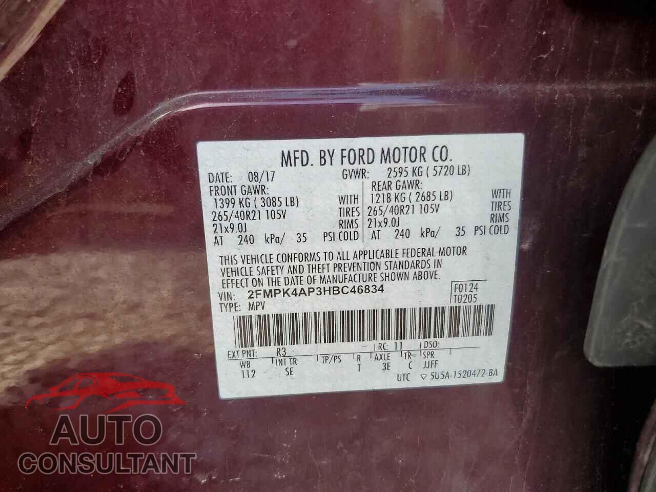 FORD EDGE 2017 - 2FMPK4AP3HBC46834