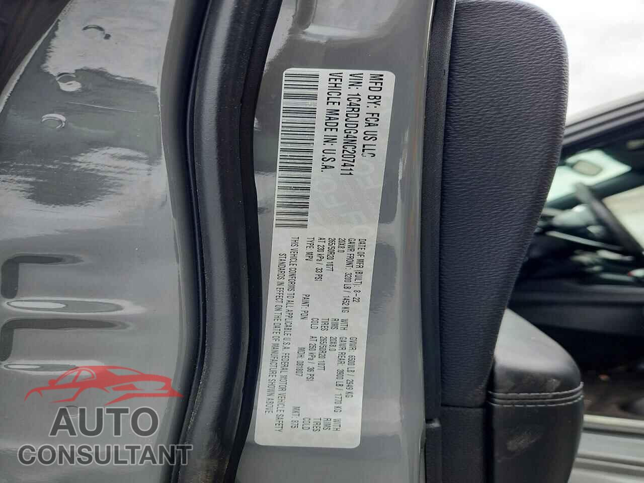 DODGE DURANGO 2022 - 1C4RDJDG4NC207411