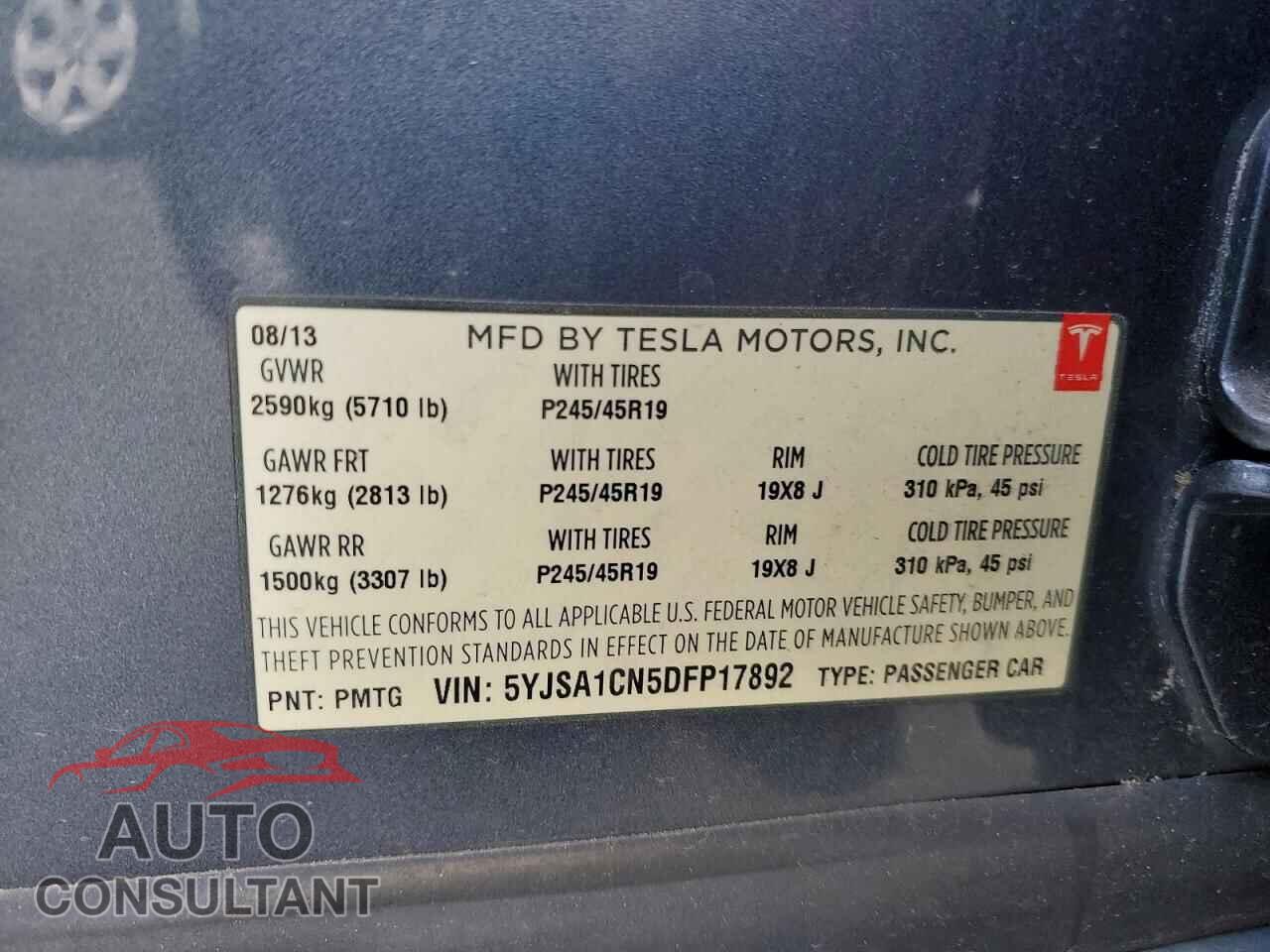 TESLA MODEL S 2013 - 5YJSA1CN5DFP17892