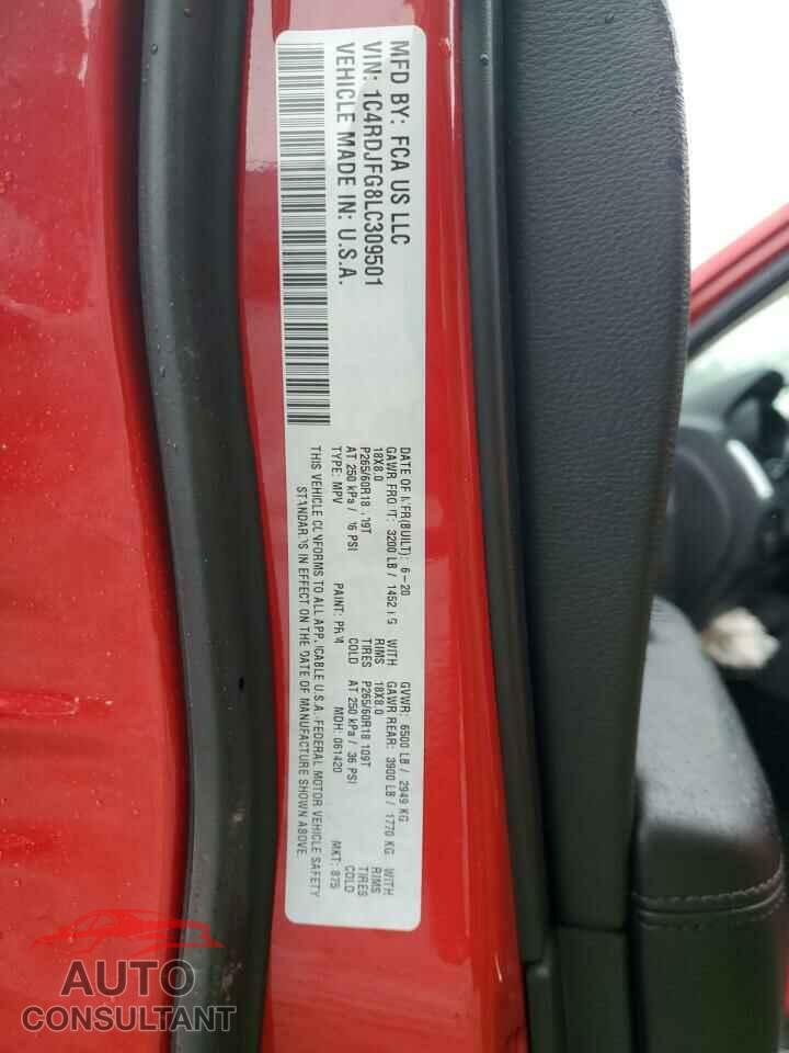 DODGE DURANGO 2020 - 1C4RDJFG8LC309501