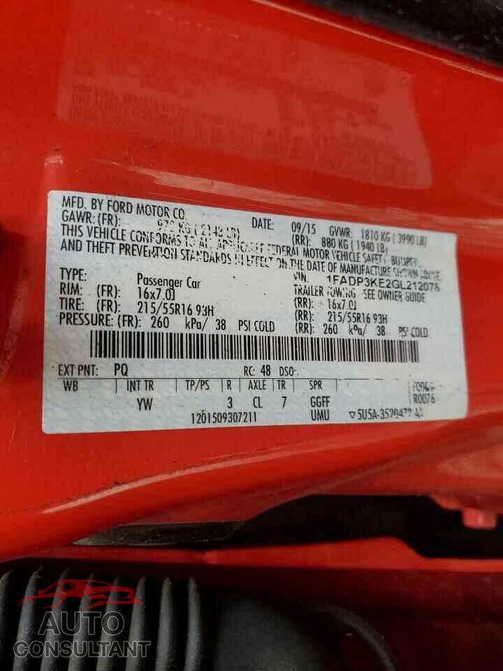 FORD FOCUS 2016 - 1FADP3KE2GL212078