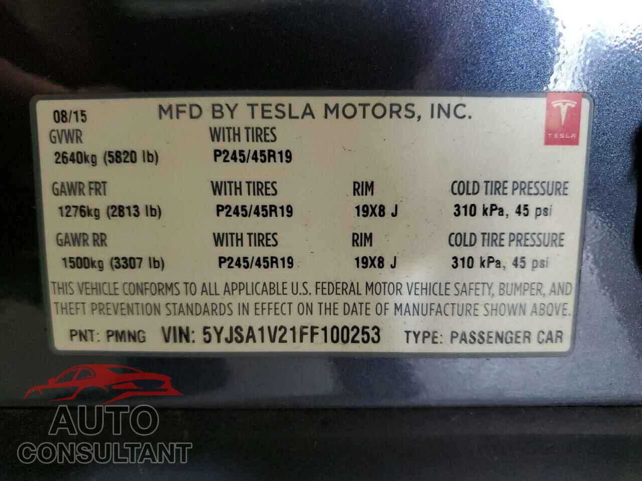 TESLA MODEL S 2015 - 5YJSA1V21FF100253